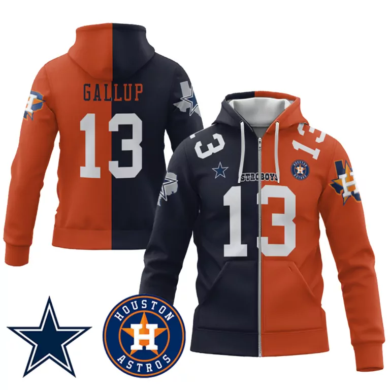 Michael Gallup 13 Dallas Cowboys Jersey Navy Split Team 2023 Men Hoodie Design Orange