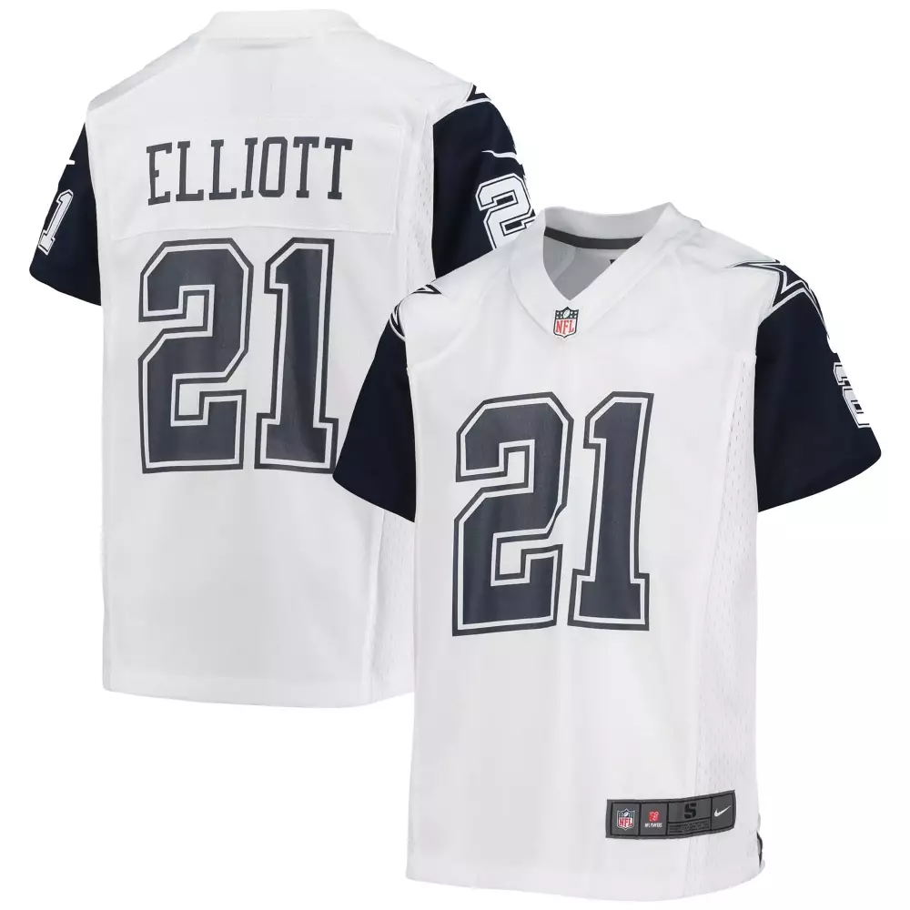 Ezekiel Elliott 21 Dallas Cowboys Jersey White Men NFL Navy Blue Alternate Game