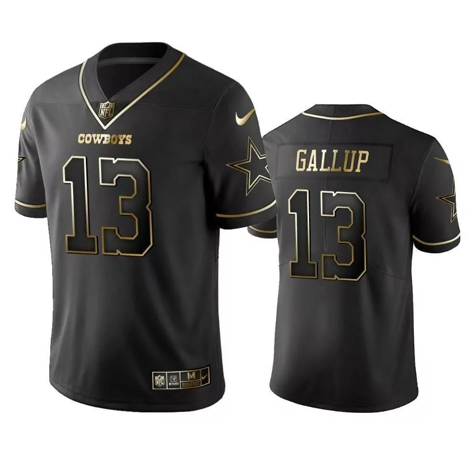Michael Gallup 13 Cowboys Jersey Black Color Rush Men Short Sleeve Gold Vapor Limited