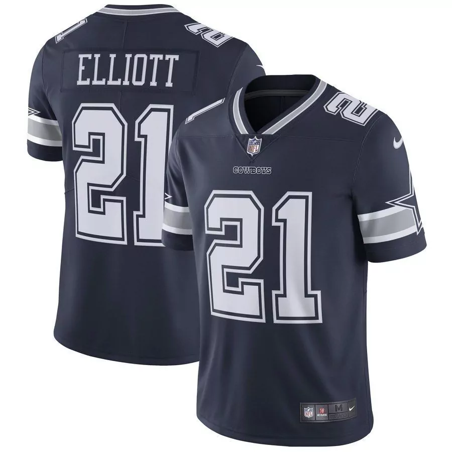 Ezekiel Elliott 21 Cowboys Jersey Navy Men Official White Gray Vapor Limited