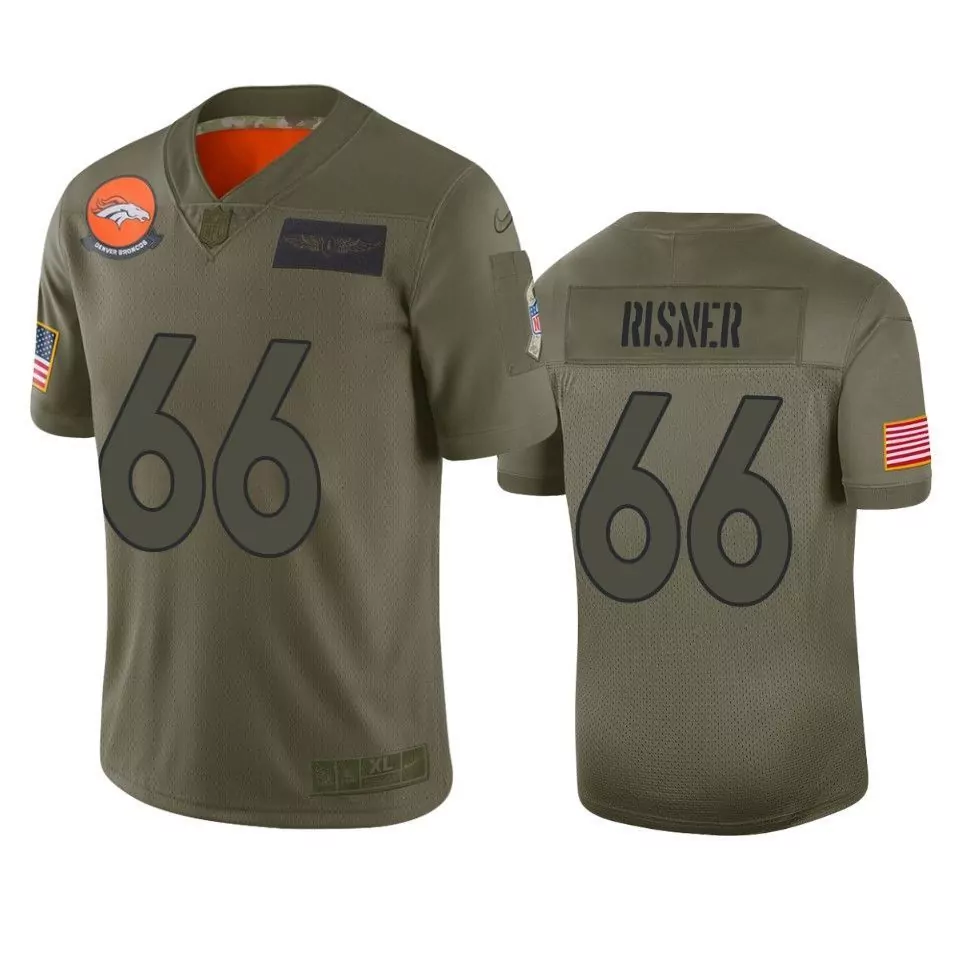 Dalton Risner 66 Denver Broncos Jersey Olive Drab Salute To Service American Flag