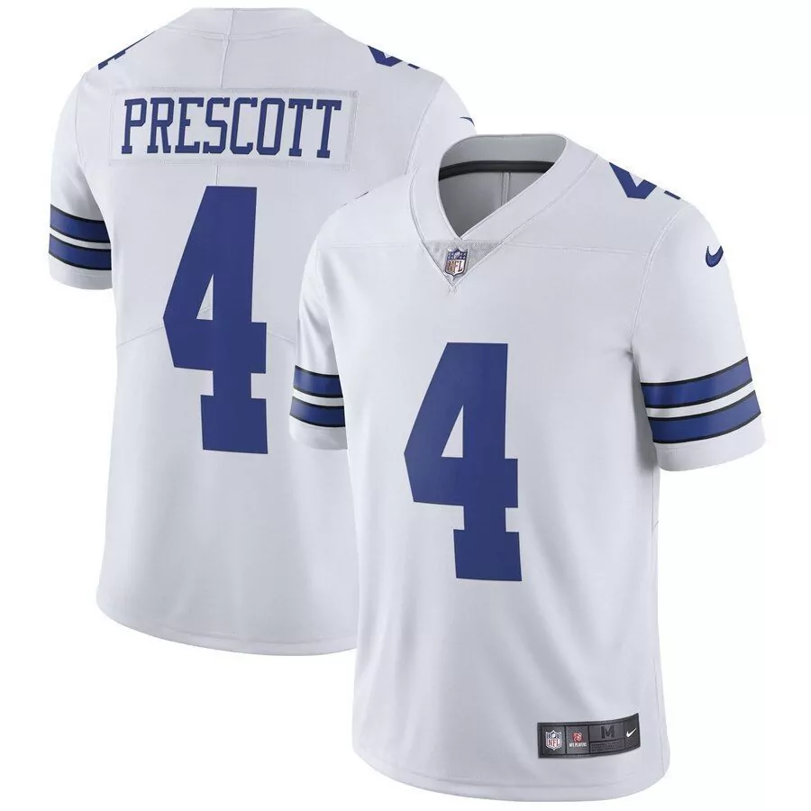 Dak Prescott 4 Dallas Cowboys Jersey White Men NFL Alternate Royal Blue Silver Vapor