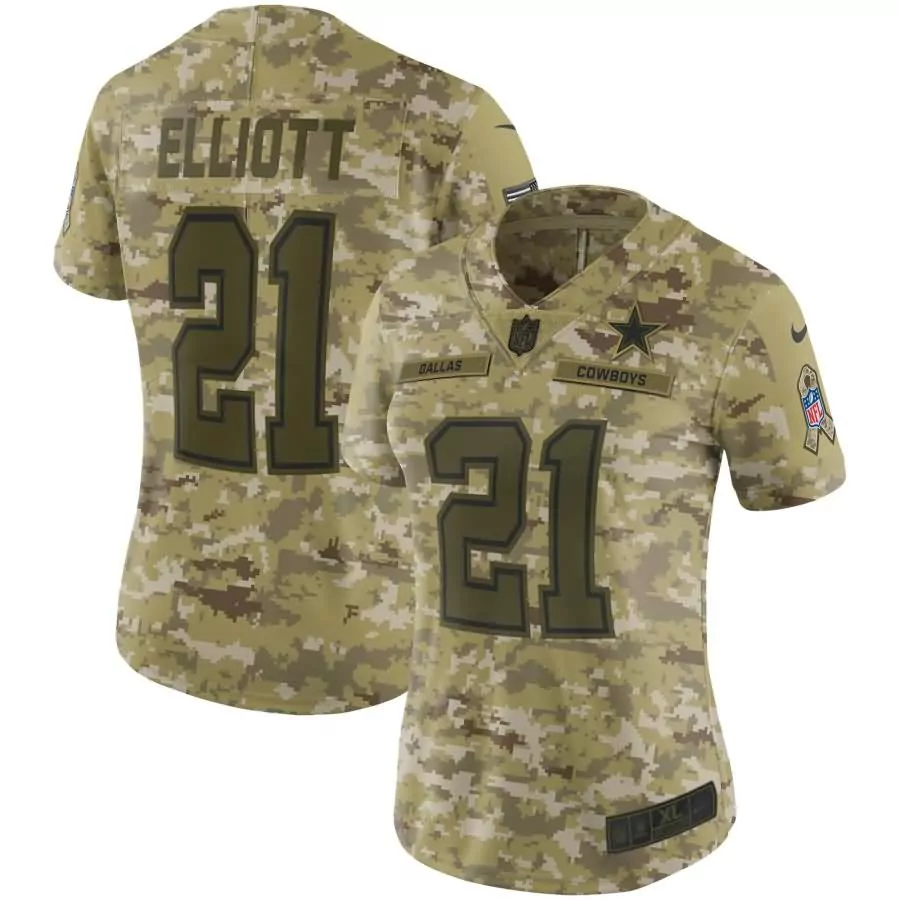 Ezekiel Elliott 21 Dallas Cowboys Jersey Digital Camouflage Salute To Service Star USA Flag