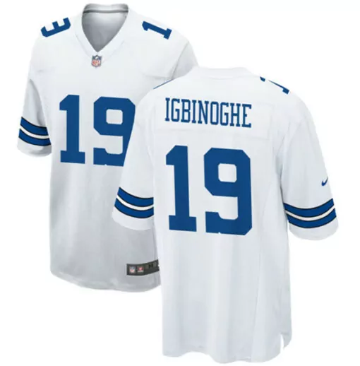 Noah Igbinoghene 19 Jersey White Dallas Cowboys Men Home Blue Silver Stitched Game
