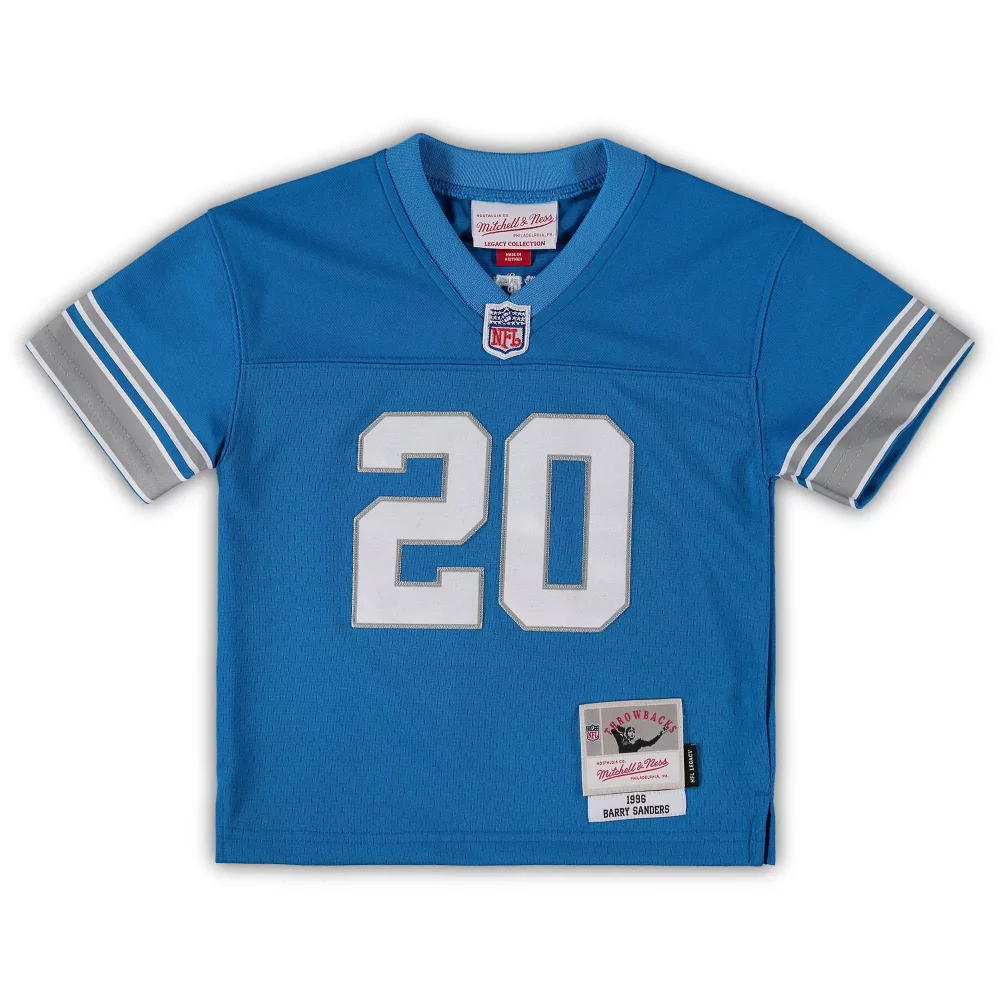 Barry Sanders 20 Detroit Lions Jersey Blue Throwback Men Design White Grey Retired