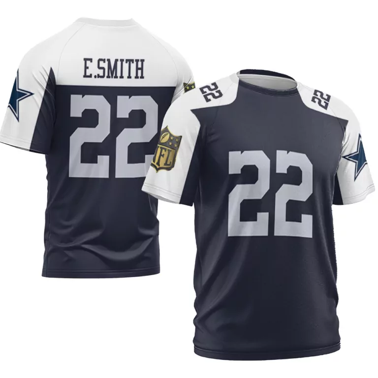Emmitt Smith 22 Dallas Cowboys Jersey Navy Blue Men White Throwback Limited Vapor