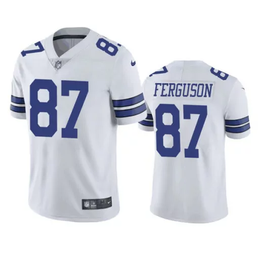 Jake Ferguson 87 Dallas Cowboys Jersey White Men Authentic Blue Vapor Stitched