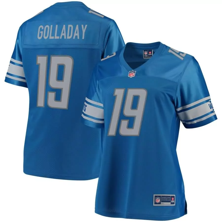 Kenny Golladay 19 Detroit Lions Jersey Blue Men Replica White Silver Pro