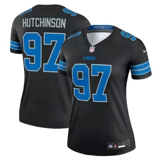 Aidan Hutchinson 97 Lions Jersey Black Motor City Women Blue Alternate