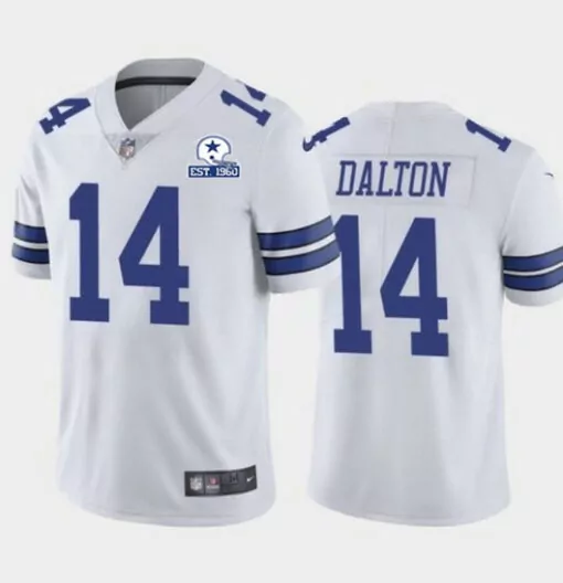 Andy Dalton 14 Dallas Cowboys Jersey White Men NFL Blue Stitched