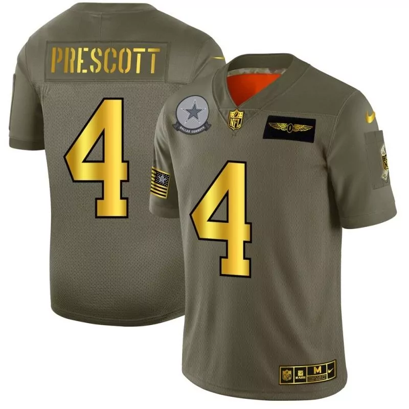 Dak Prescott 4 Dallas Cowboys Jersey Olive Green Salute To Service Air Force Men