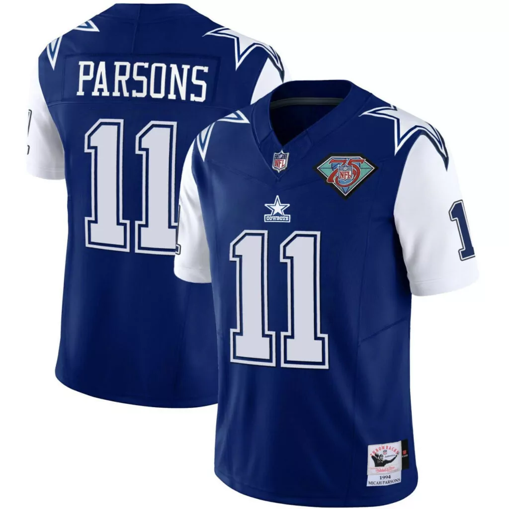 Micah Parsons 11 Dallas Cowboys Jersey Blue 1994 Throwback 75th Anniversary Men Design