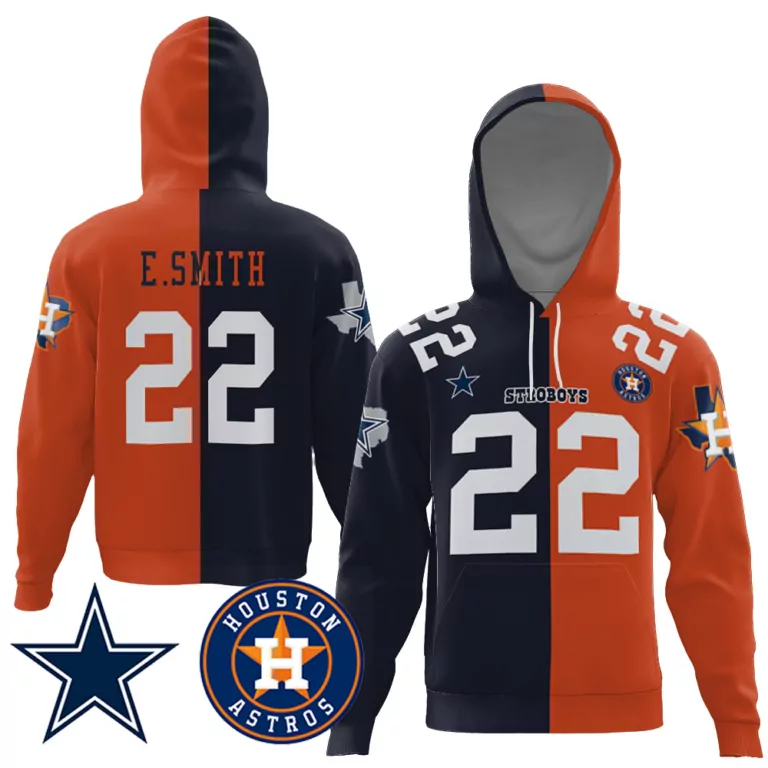 Emmitt Smith 22 Houston Astros Jersey Orange Split Team Design Dallas Cowboys Men