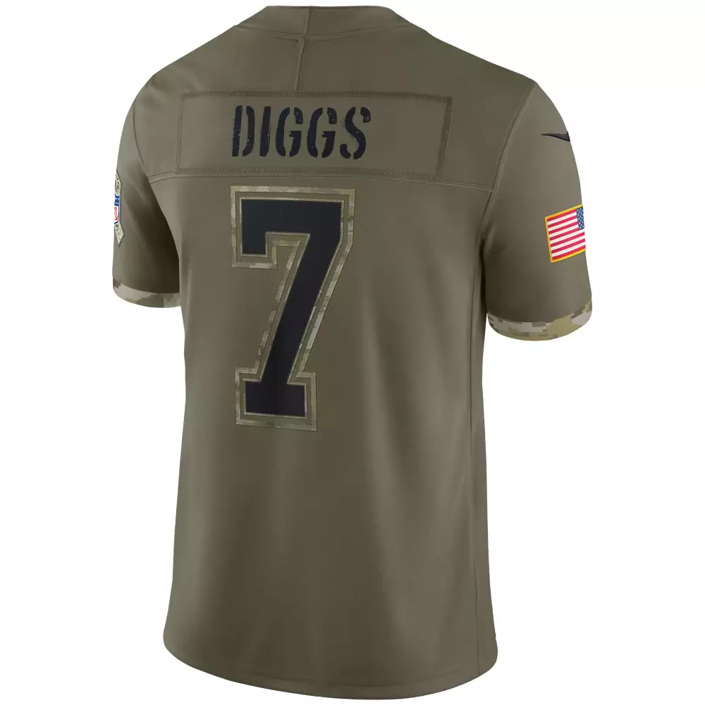 Trevon Diggs 7 Bills Jersey Olive Salute To Service American Flag Men Standard Black