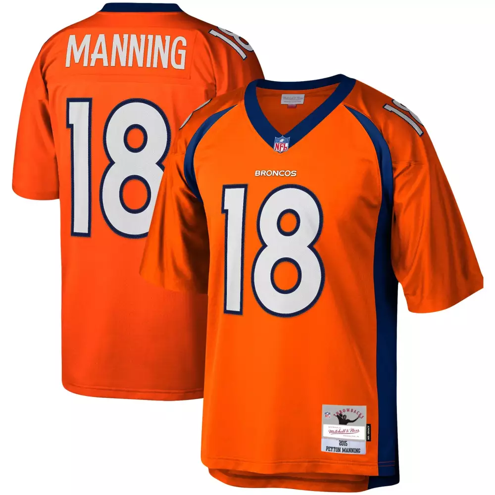 Peyton Manning 18 Broncos Jersey Orange Throwback Men Replica Blue White Legacy
