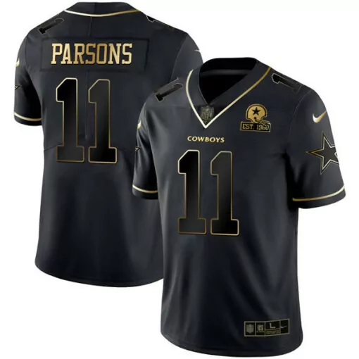 Micah Parsons 11 Dallas Cowboys Jersey Black Men NFL Gold Vapor All Stitched