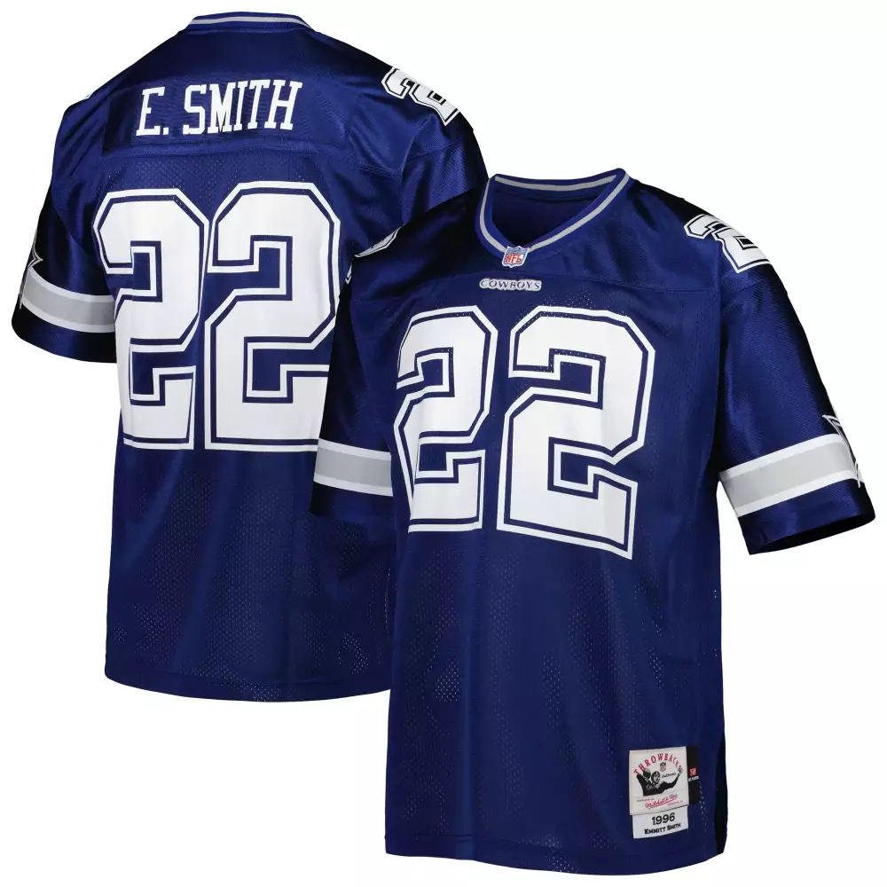 Emmitt Smith 22 Cowboys Jersey Blue Throwback Men White Grey Retired