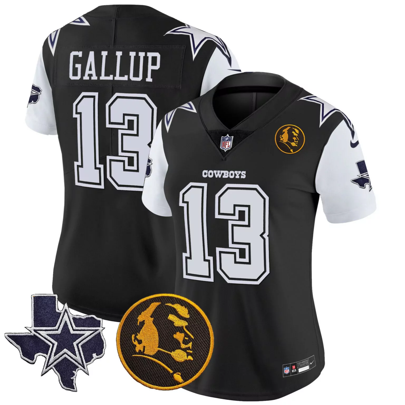 Michael Gallup 13 Cowboys Jersey Black Texas Star Circular Women Game White All Stitched