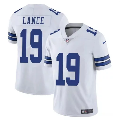 Trey Lance 19 Dallas Cowboys Jersey White Men Standard Blue Silver Vapor Limited