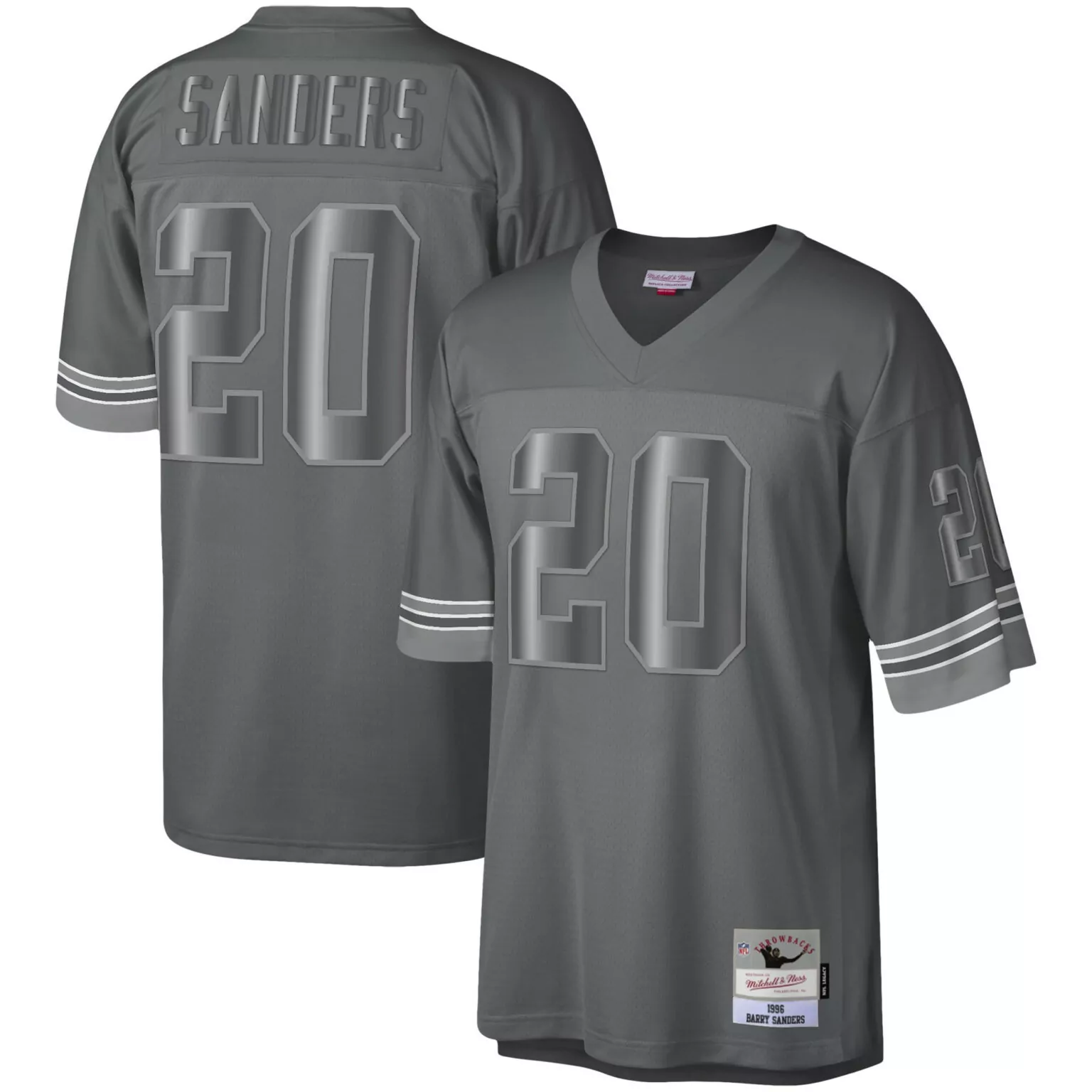 Barry Sanders 20 Detroit Lions Jersey Gray 1996 NFL Legacy Throwbacks Men Throwback