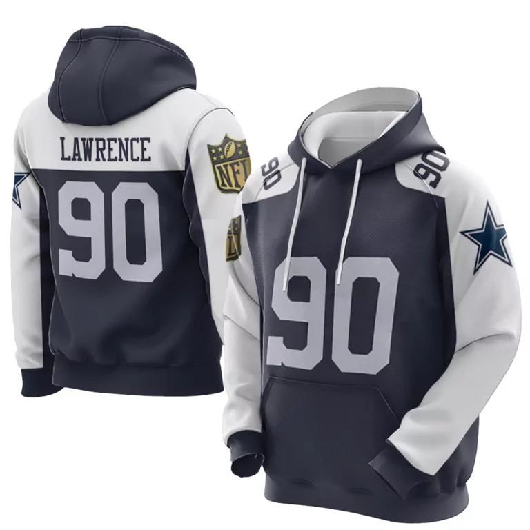 Demarcus Lawrence 90 Jersey Navy Dallas Cowboys Men Hoodie White Throwback Limited