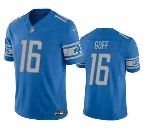 Jared Goff 16 Lions Jersey Blue Men White Grey Stitched