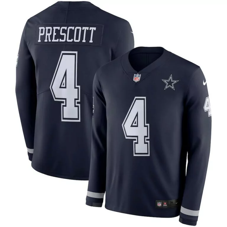 Dak Prescott 4 Dallas Cowboys Jersey Navy Blue Men White Stitched