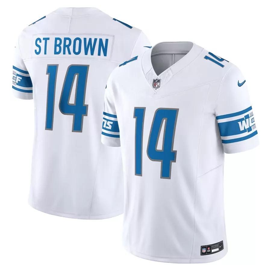 Amon-ra St. 14 Lions Jersey White Men Replica Alternate Blue Gray Vapor Limited All