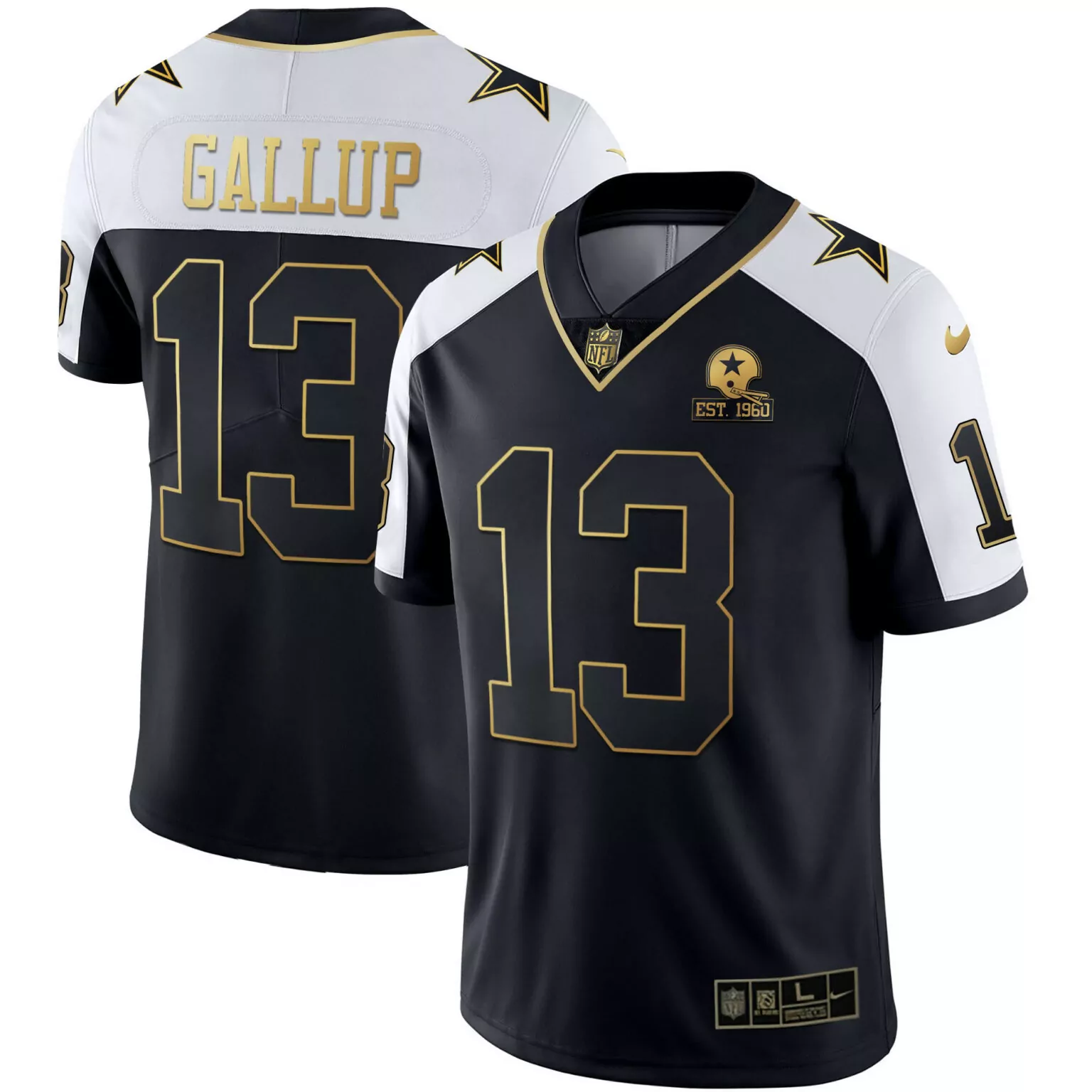 Michael Gallup 13 Dallas Cowboys Jersey Black 1960 Helmet Men NFL Alternate Split Design