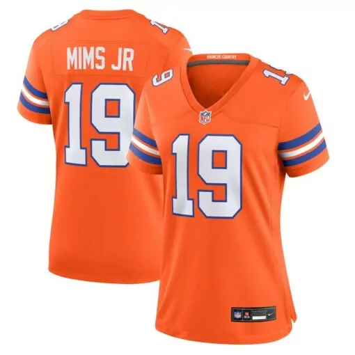 Marvin Mims Jr. 19 Broncos Jersey Orange Men White Blue Collection Throwback Game
