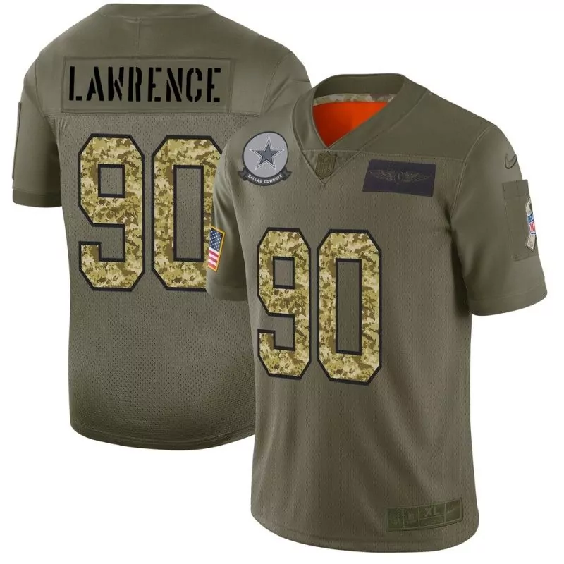 Demarcus Lawrence 90 Jersey Olive Green Salute To Service Dallas Cowboys Us Flag