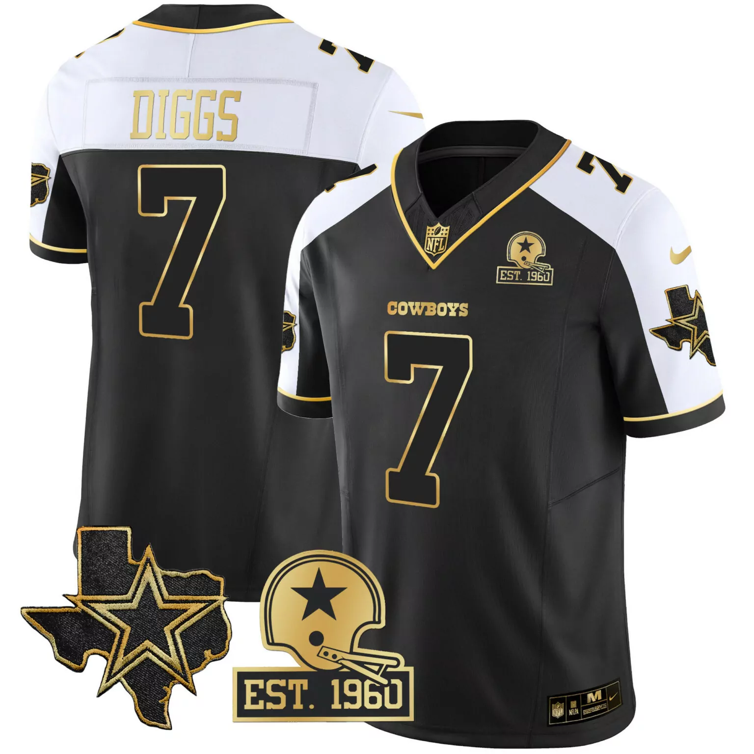 Trevon Diggs 7 Cowboys Jersey Black Color Rush Nflpa Texas Shape Star Men Alternate