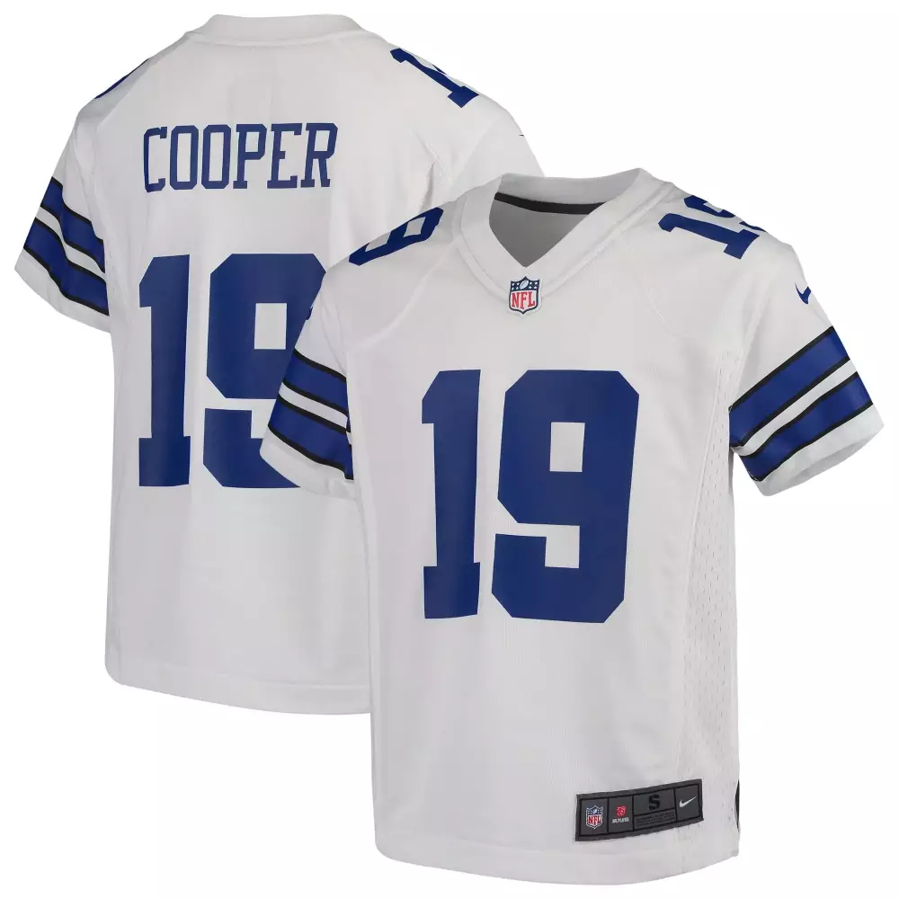 Amari Cooper 19 Dallas Cowboys Jersey White Men Blue Silver Game