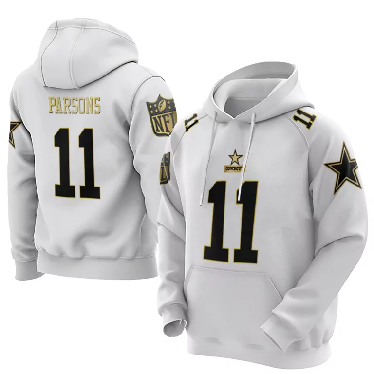 Micah Parsons 11 Dallas Cowboys Jersey White Star Men Hoodie Black Gold Throwback