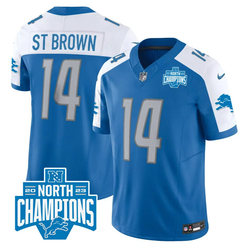 St Division 14 Lions Jersey Blue 2023 North Champions Men Standard White Grey Alternate