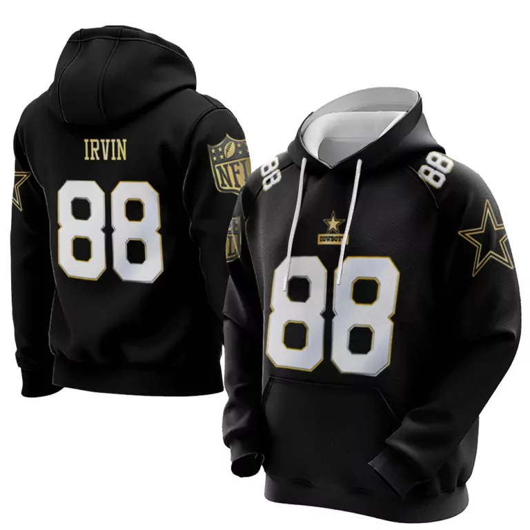 Michael Irvin 88 Cowboys Jersey Black Men Hoodie White Gold Throwback Limited Vapor