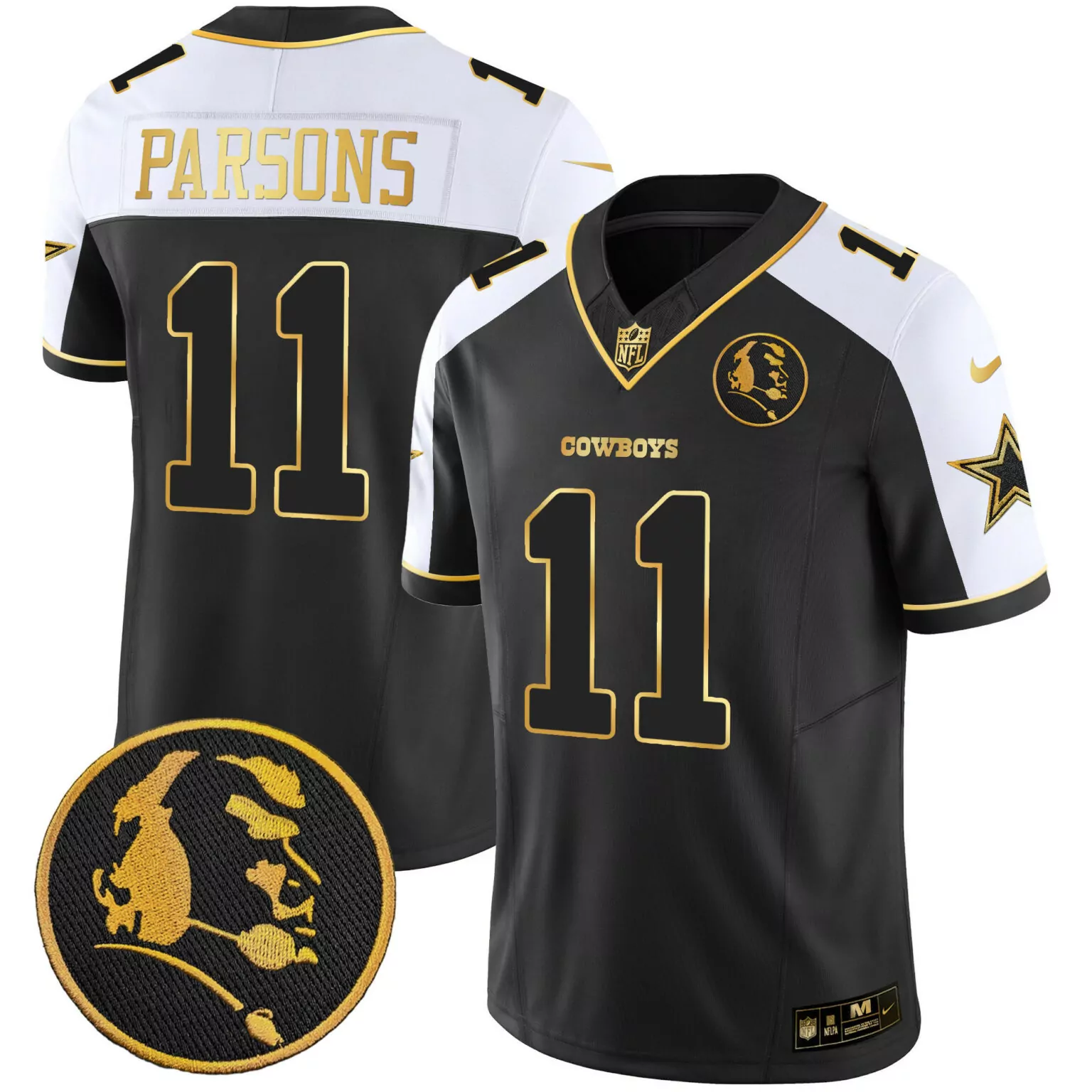 Micah Parsons 11 Cowboys Jersey Black City Connect Nflpa Star 2022 Men White Gold