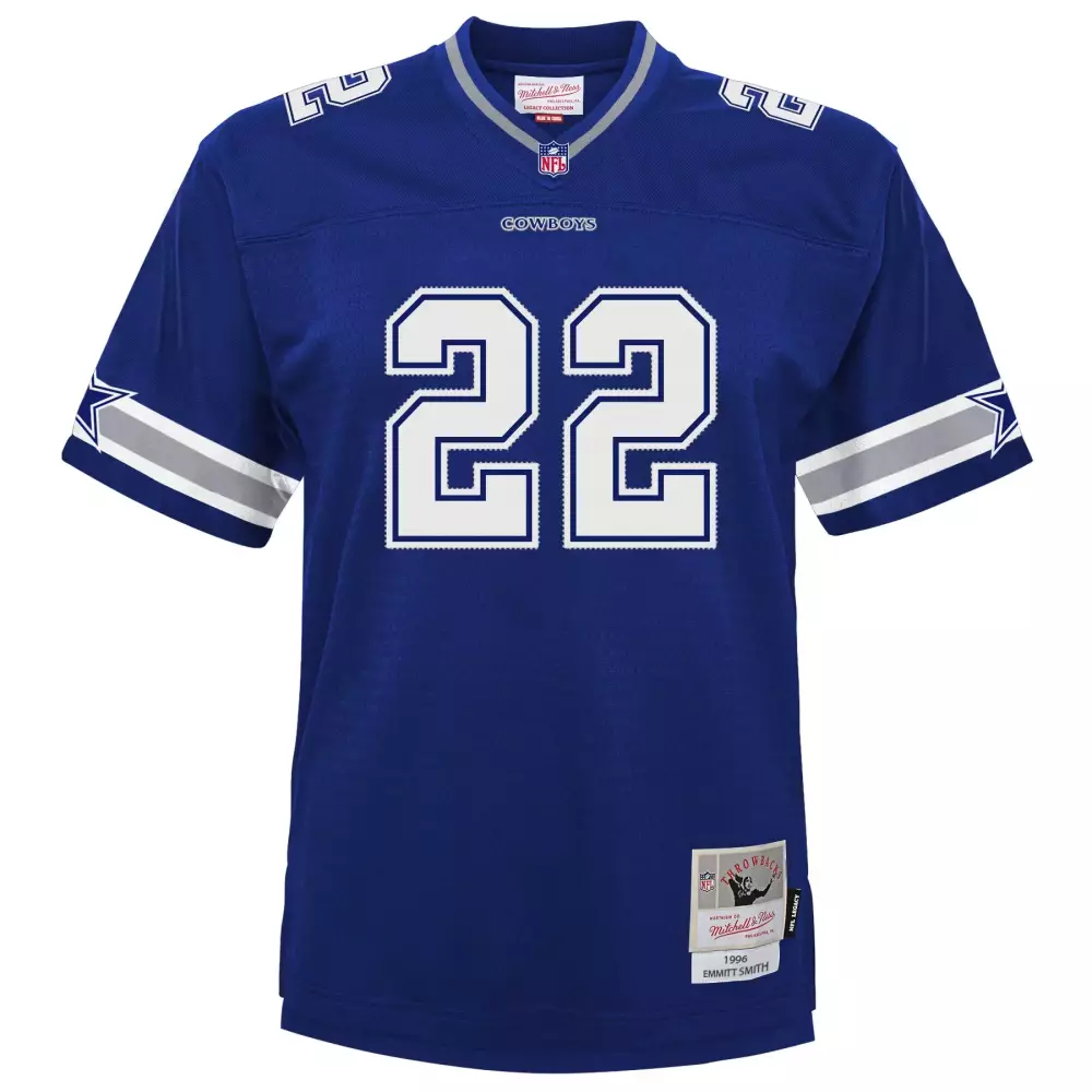Emmitt Smith 22 Cowboys Jersey Blue Legacy Collection Mitchell Ness Men Replica Throwback