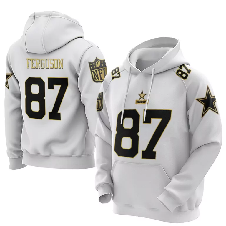 Jake Ferguson 87 Cowboys Jersey White Star Men Hoodie Black Gold Throwback Limited