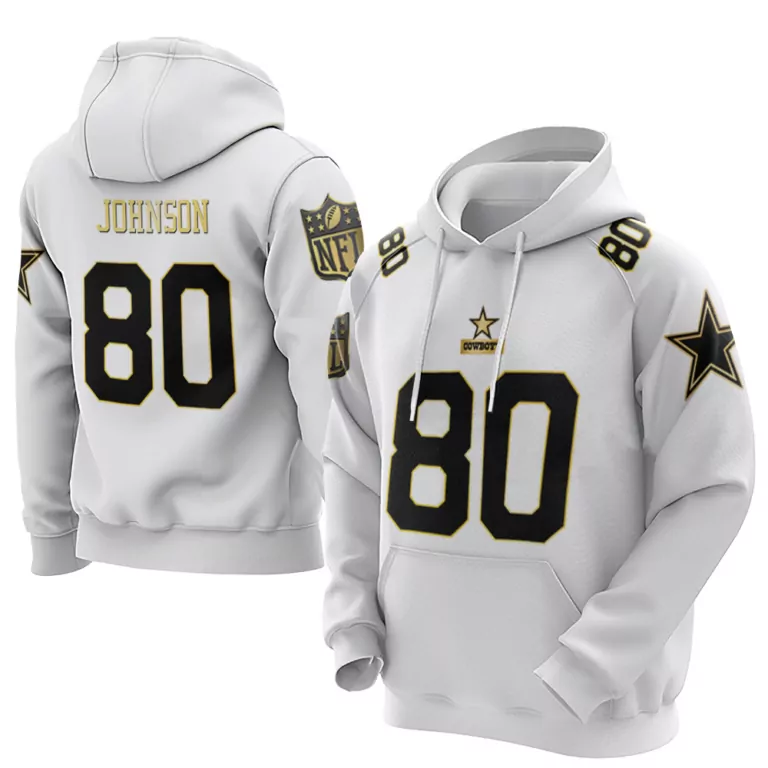 Tyron Johnson 80 Cowboys Jersey White Men Hoodie Black Gold Throwback Limited Vapor
