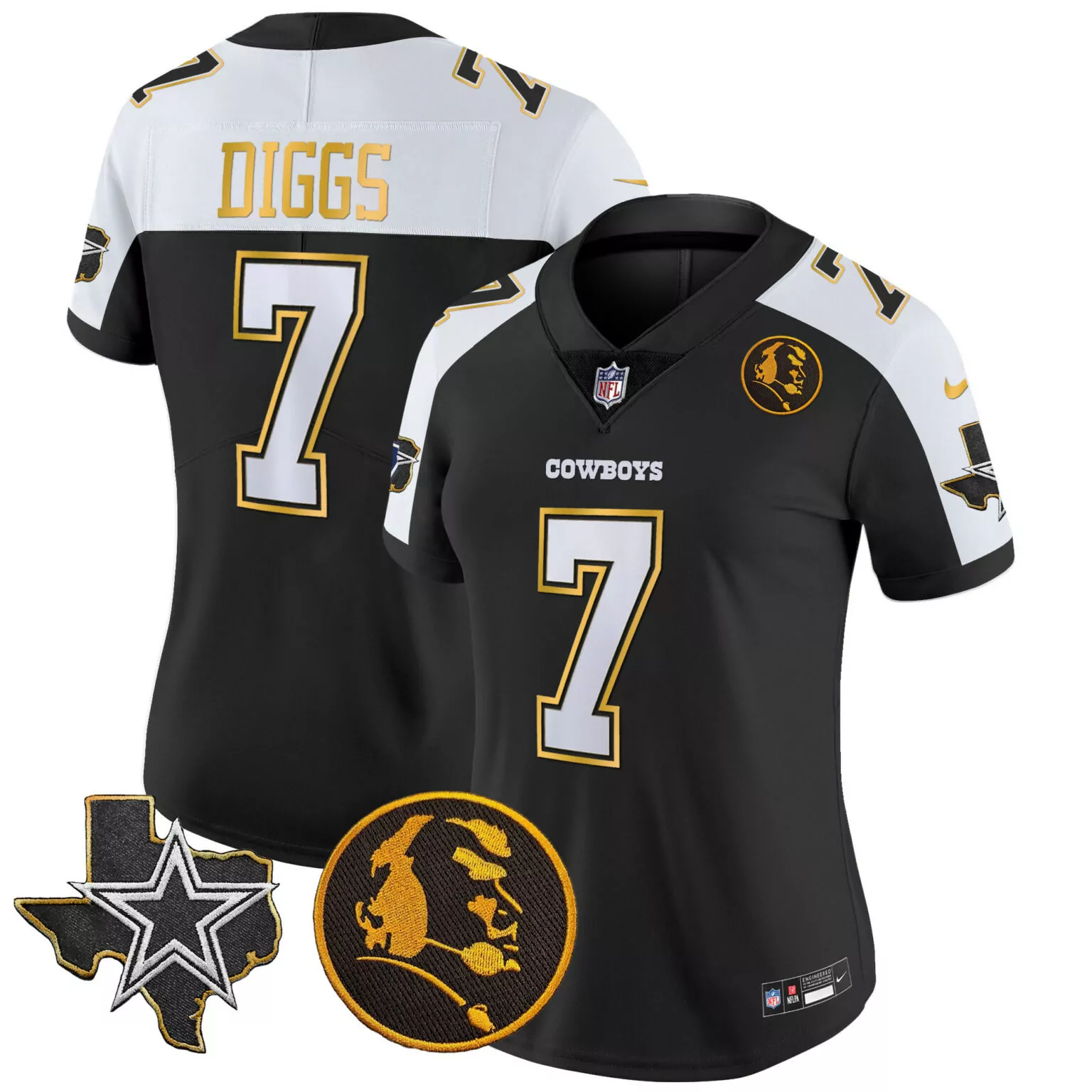 Trevon Diggs 7 Cowboys Jersey Black Texas Star Men Standard Alternate Split Design