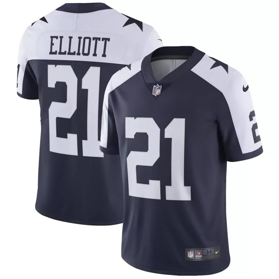 Ezekiel Elliott 21 Dallas Cowboys Jersey Navy Men White Alternate Vapor Limited