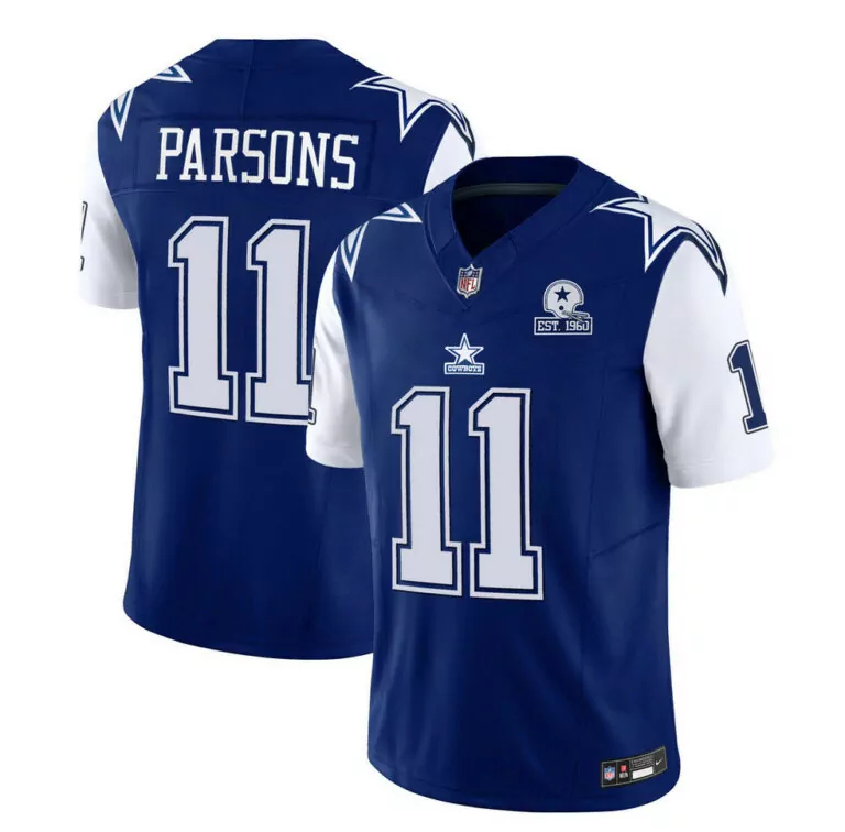 Micah Parsons 11 Dallas Cowboys Jersey Blue Men Sleeved White Stitched