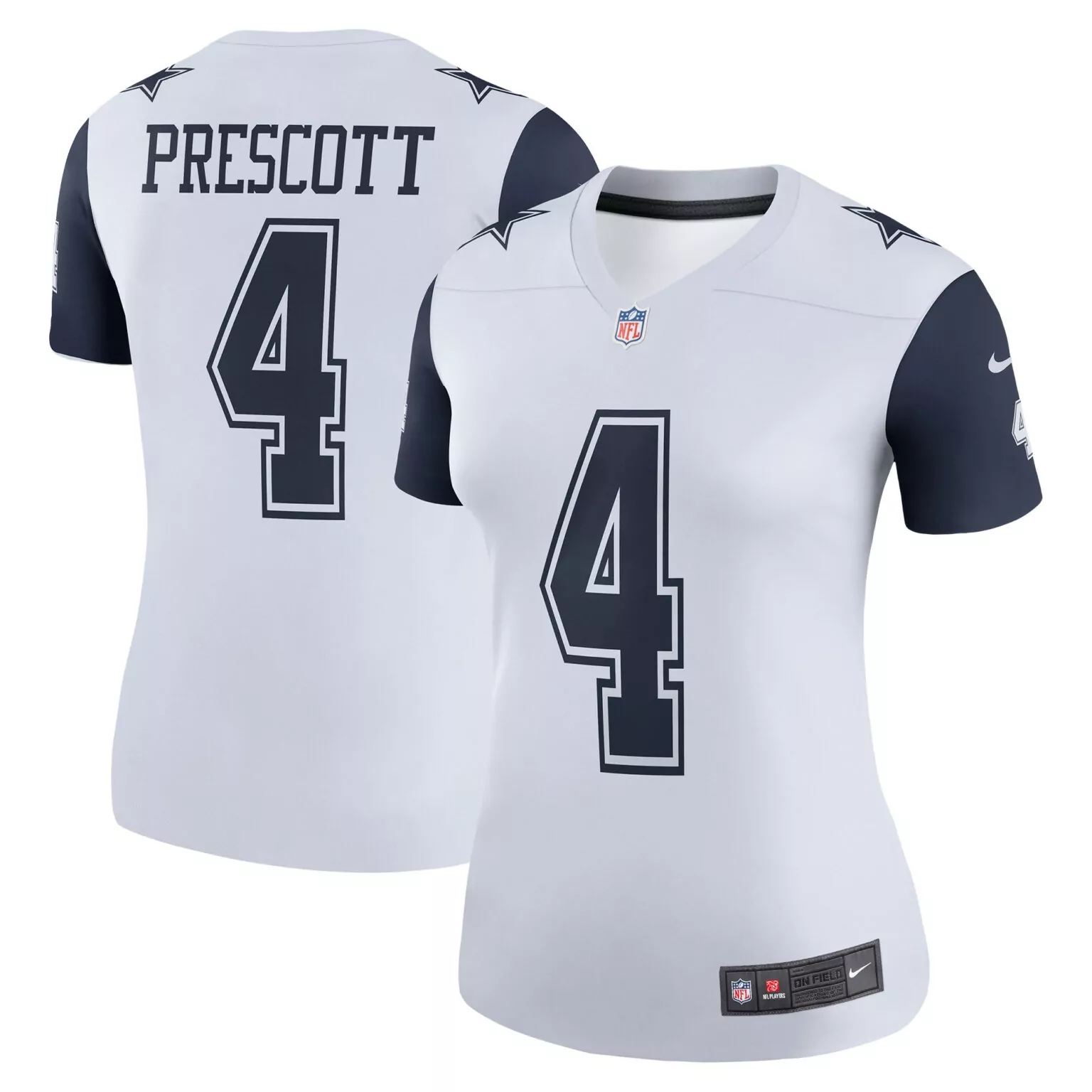 Dak Prescott 4 Dallas Cowboys Jersey White Women Game Alternate Navy Blue Rush