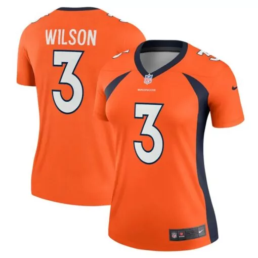 Russell Wilson 3 Broncos Jersey Orange Women Replica Navy Blue