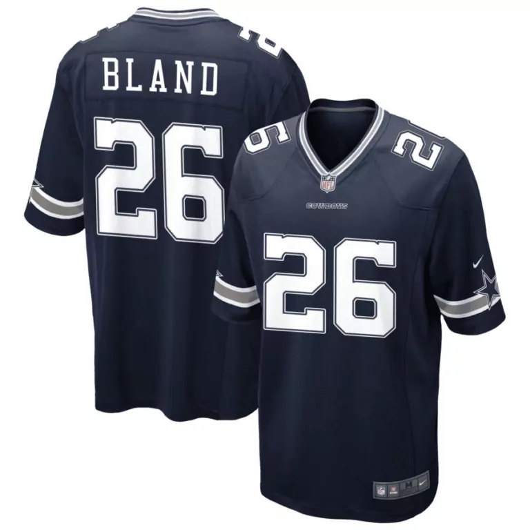 Daron Bland 26 Dallas Cowboys Jersey Navy Blue Men White Silver Stitched Game
