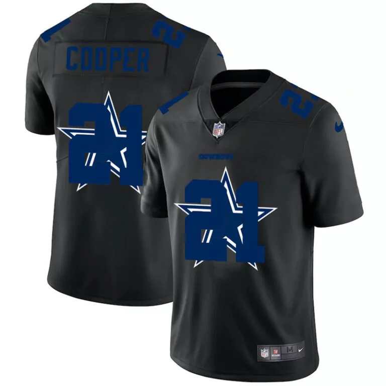 Cooper 21 Cowboys Jersey Black Men Player Blue White Stitched