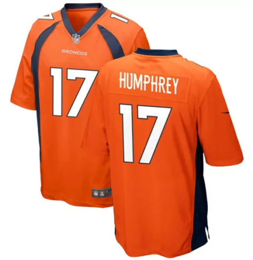 Liljordan Humphrey 17 Broncos Jersey Orange Men Navy Blue Stitched Game