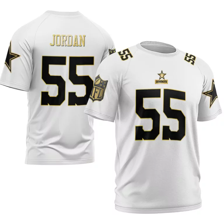 Jordan 55 Cowboys Jersey White Men Alternate Black Gold Throwback Limited Vapor V2