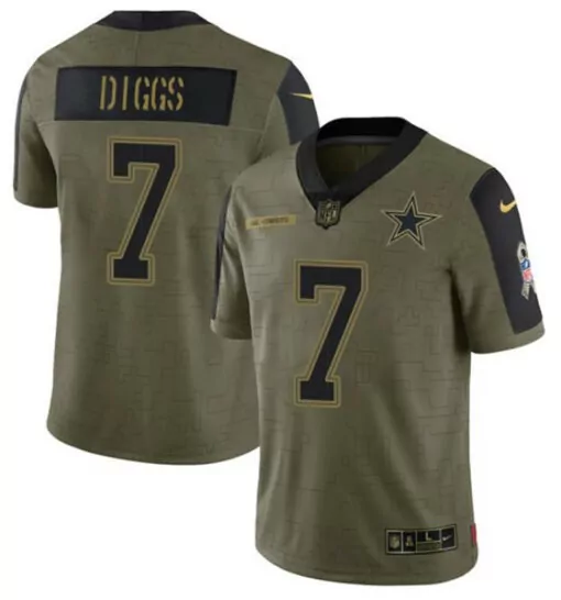 Trevon Diggs 7 Dallas Cowboys Jersey Olive Green Men Standard Alternate Custom Design